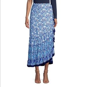 Alaina Ruffled Print Wrap Skirt